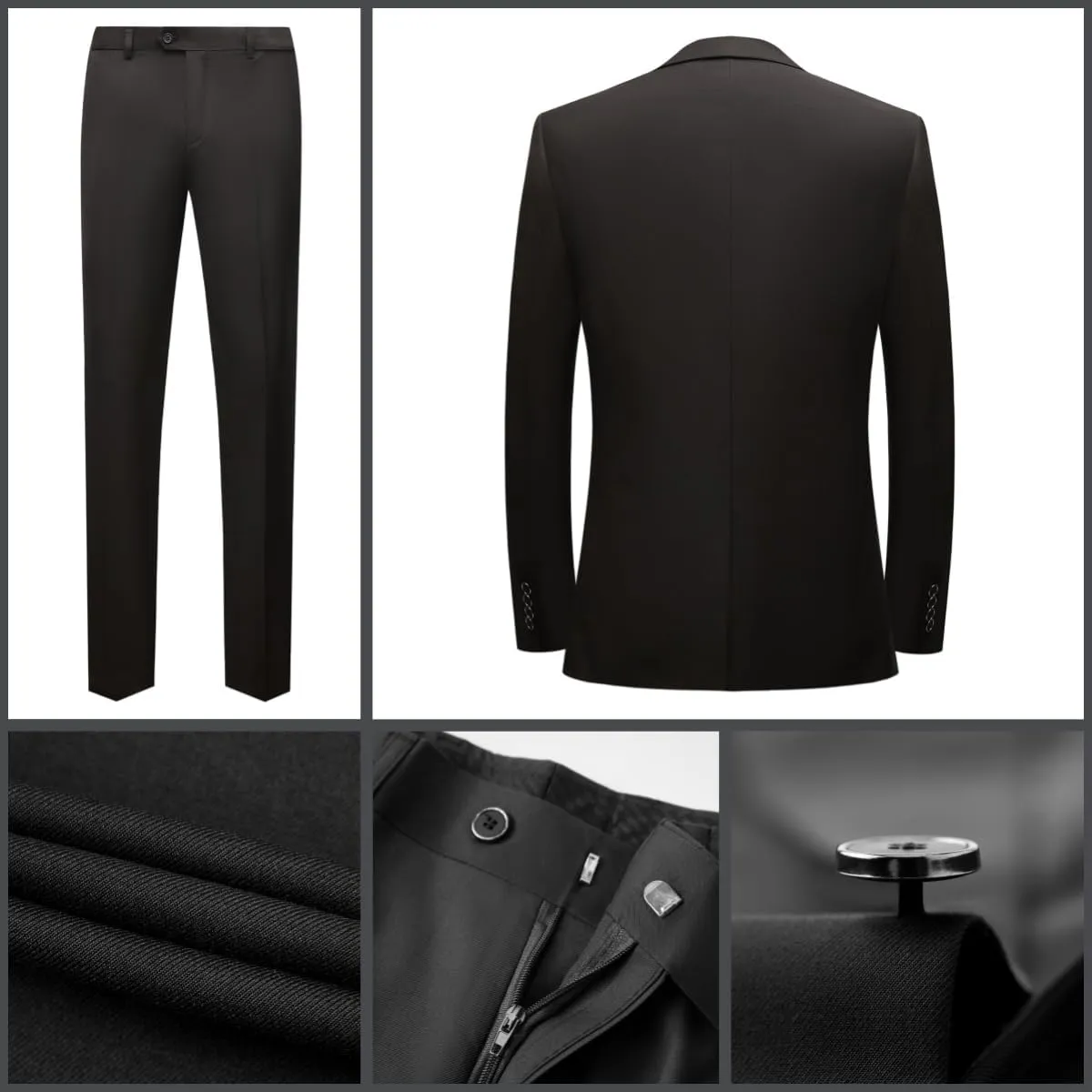 Mens 2 Piece Suits Classic Fit 1 Button Dress Suits Tuxedo Jacket Blazer for Wedding Business Dinner Prom
