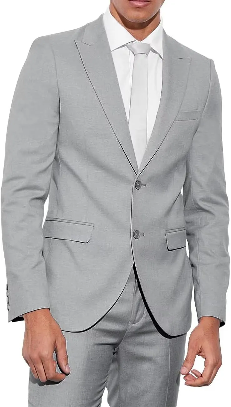Men's 2 Piece Suits Classic Fit 2 Button Peak Lapel Jacket Blazer Pants Wedding Business Dinner Prom Dress Suit