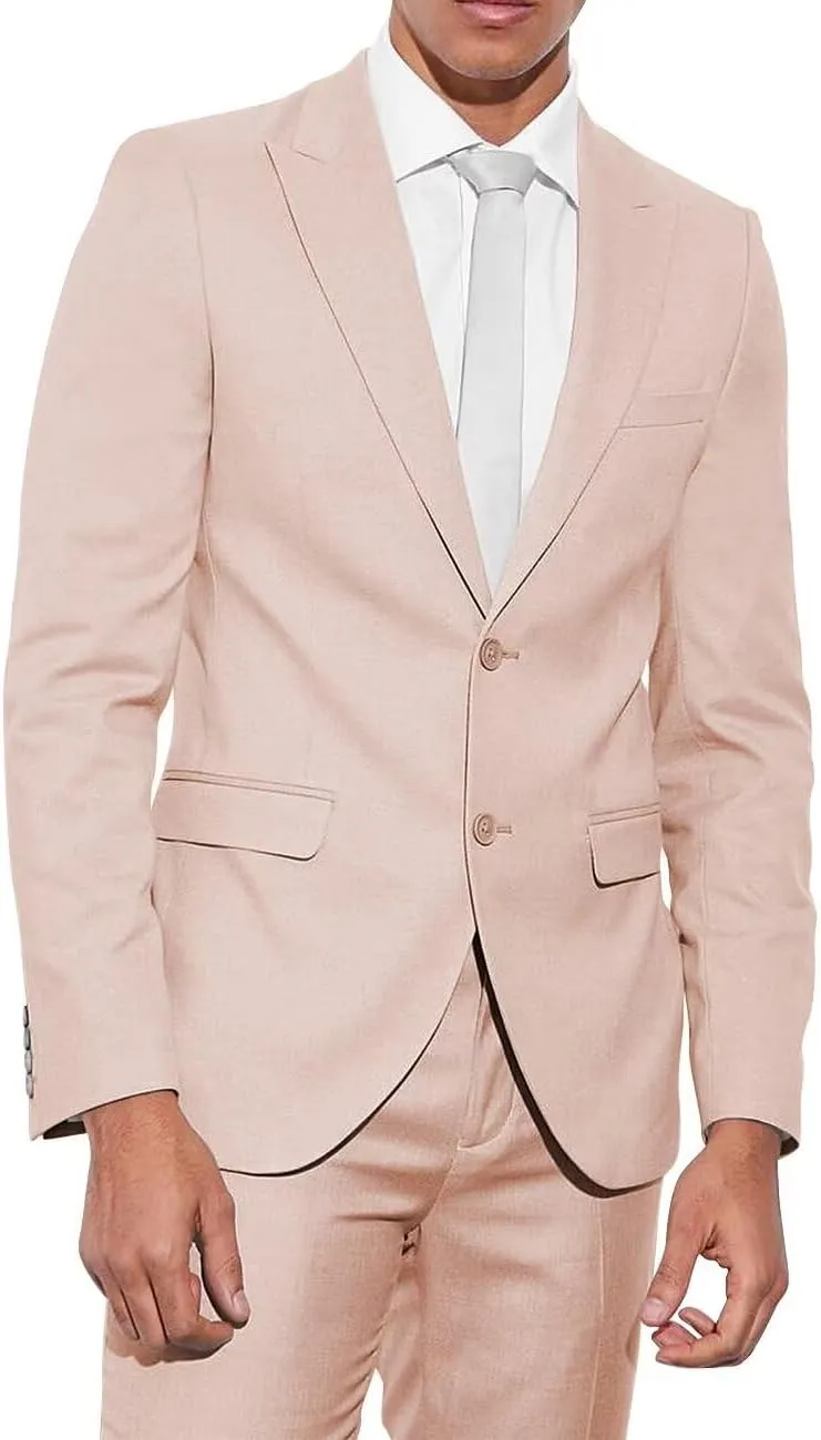 Men's 2 Piece Suits Classic Fit 2 Button Peak Lapel Jacket Blazer Pants Wedding Business Dinner Prom Dress Suit