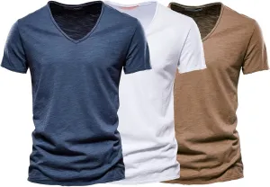 Men's 3 Pack T Shirt V-Neck Tee Shirts Casual Hipster Hip Hop Tee Tops Summer Classic Short Sleeve Top