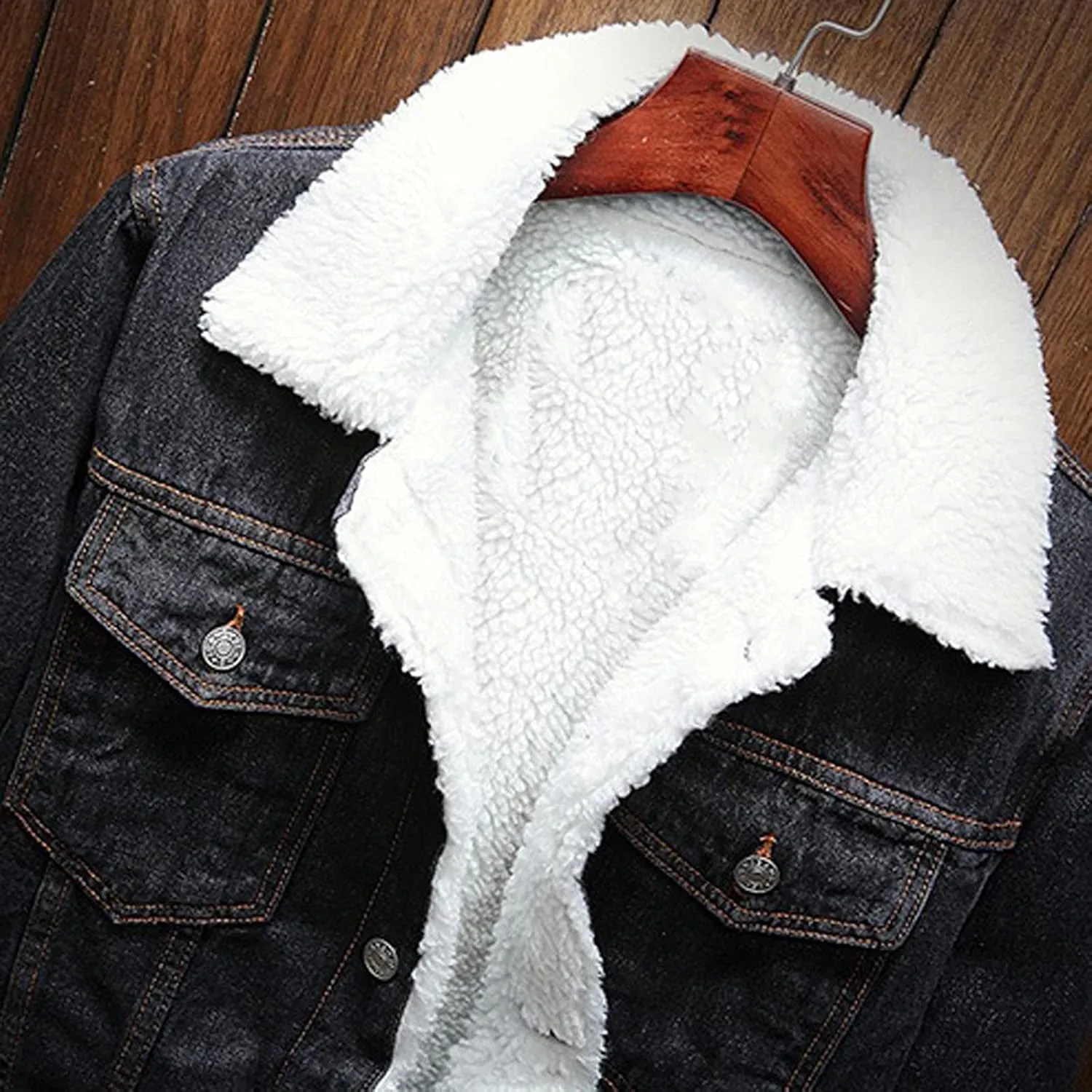 Mens Big and Tall Sherpa Fleece Lined Denim Jacket Winter Warm Thicken Trucker Jackets Button Down Cowboy Jean Jacket
