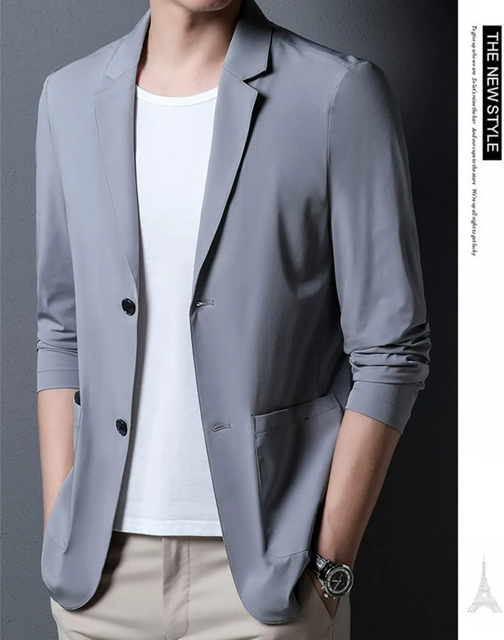 Mens Blazer Ice Silk Men Suit Sport Coat Lightweight Business Casual Blazers Two Buttons Slim Fit Coat for Men