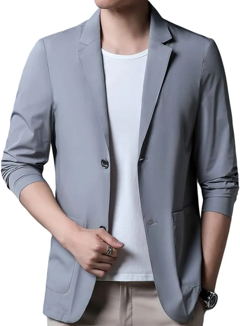 Mens Blazer Ice Silk Men Suit Sport Coat Lightweight Business Casual Blazers Two Buttons Slim Fit Coat for Men