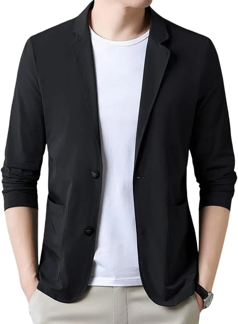 Mens Blazer Ice Silk Men Suit Sport Coat Lightweight Business Casual Blazers Two Buttons Slim Fit Coat for Men