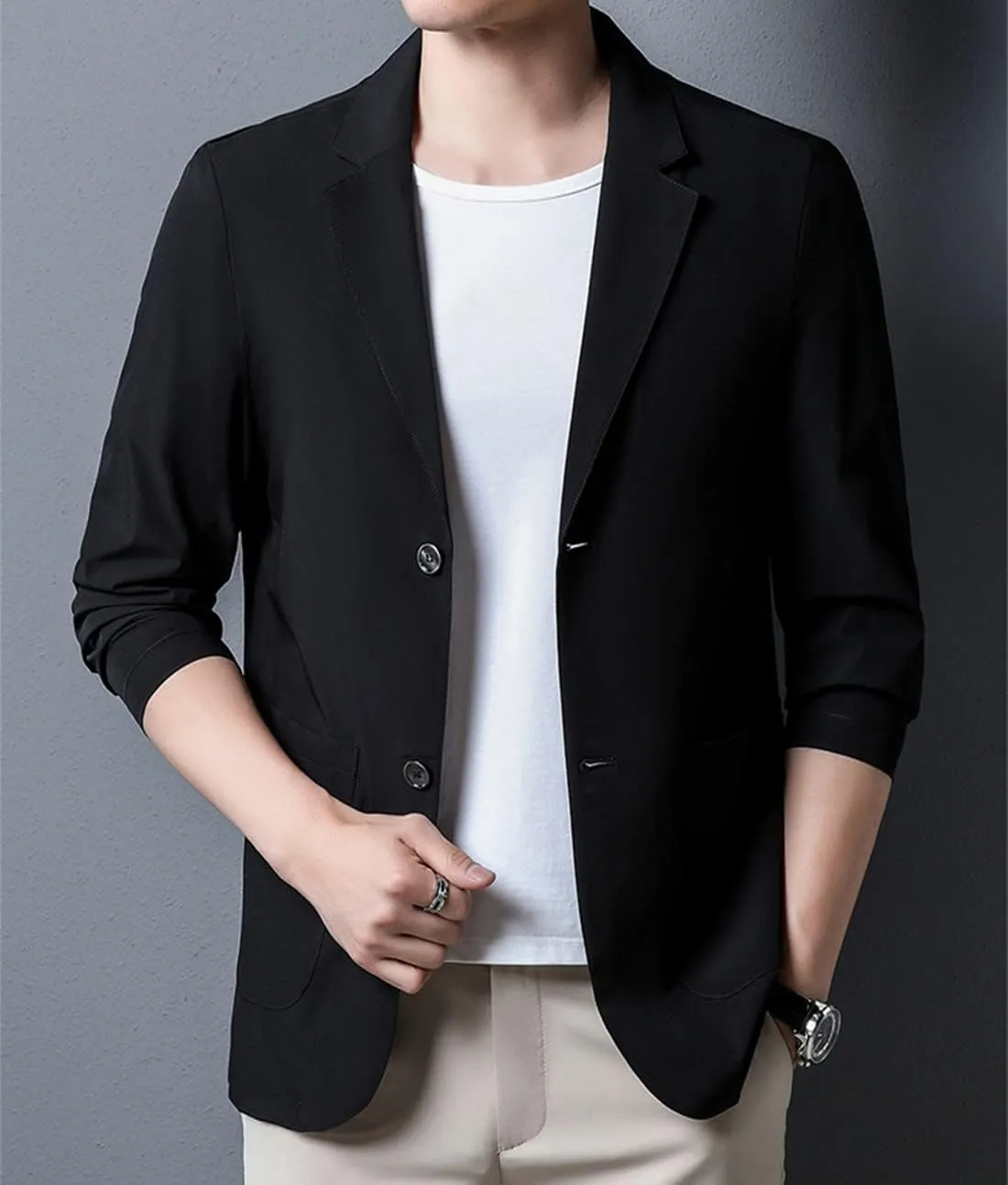 Mens Blazer Ice Silk Men Suit Sport Coat Lightweight Business Casual Blazers Two Buttons Slim Fit Coat for Men