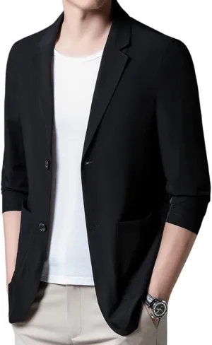 Mens Blazer Ice Silk Men Suit Sport Coat Lightweight Business Casual Blazers Two Buttons Slim Fit Coat for Men