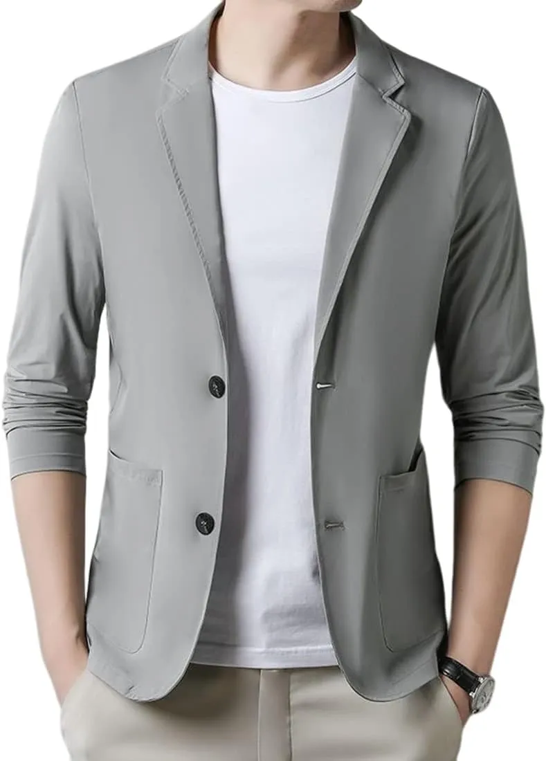 Mens Blazer Ice Silk Men Suit Sport Coat Lightweight Business Casual Blazers Two Buttons Slim Fit Coat for Men