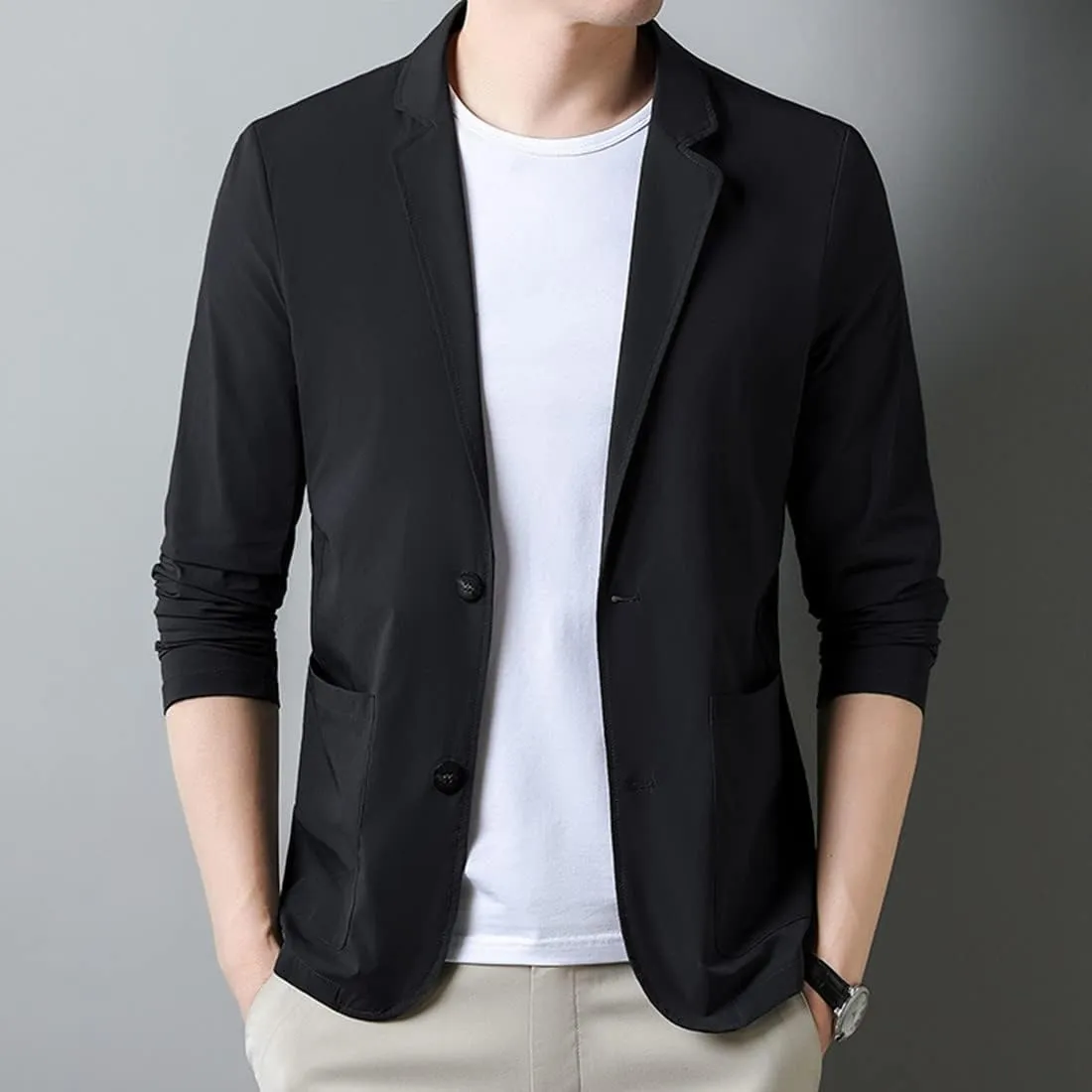 Mens Blazer Ice Silk Men Suit Sport Coat Lightweight Business Casual Blazers Two Buttons Slim Fit Coat for Men