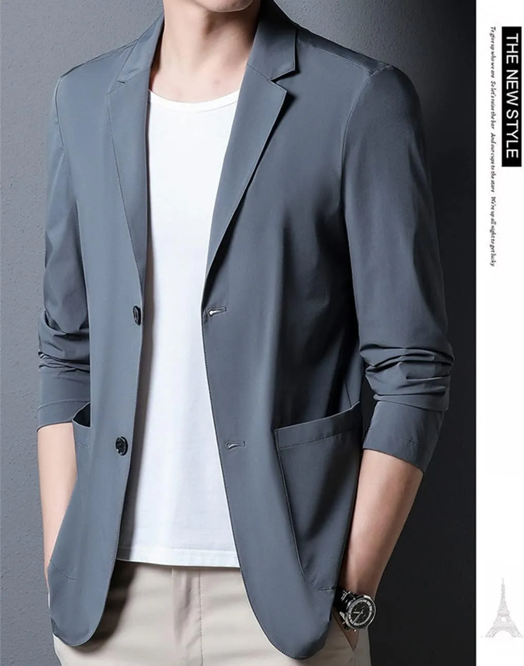 Mens Blazer Ice Silk Men Suit Sport Coat Lightweight Business Casual Blazers Two Buttons Slim Fit Coat for Men