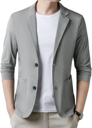 Mens Blazer Ice Silk Men Suit Sport Coat Lightweight Business Casual Blazers Two Buttons Slim Fit Coat for Men
