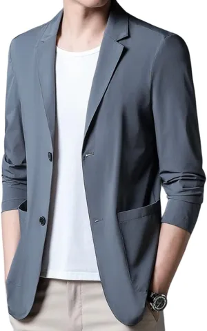 Mens Blazer Ice Silk Men Suit Sport Coat Lightweight Business Casual Blazers Two Buttons Slim Fit Coat for Men