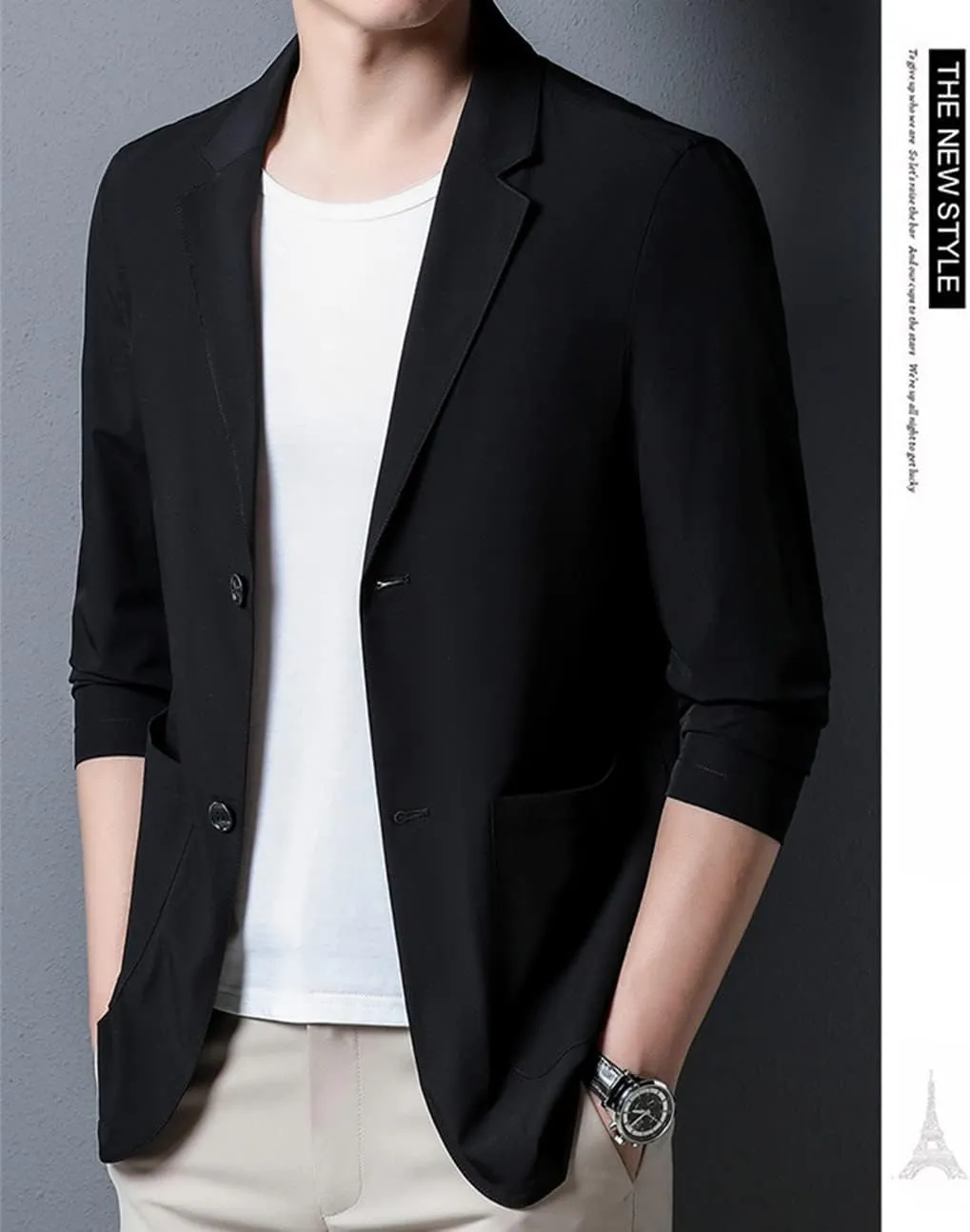 Mens Blazer Ice Silk Men Suit Sport Coat Lightweight Business Casual Blazers Two Buttons Slim Fit Coat for Men