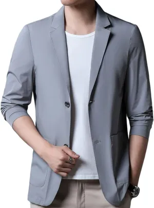 Mens Blazer Ice Silk Men Suit Sport Coat Lightweight Business Casual Blazers Two Buttons Slim Fit Coat for Men