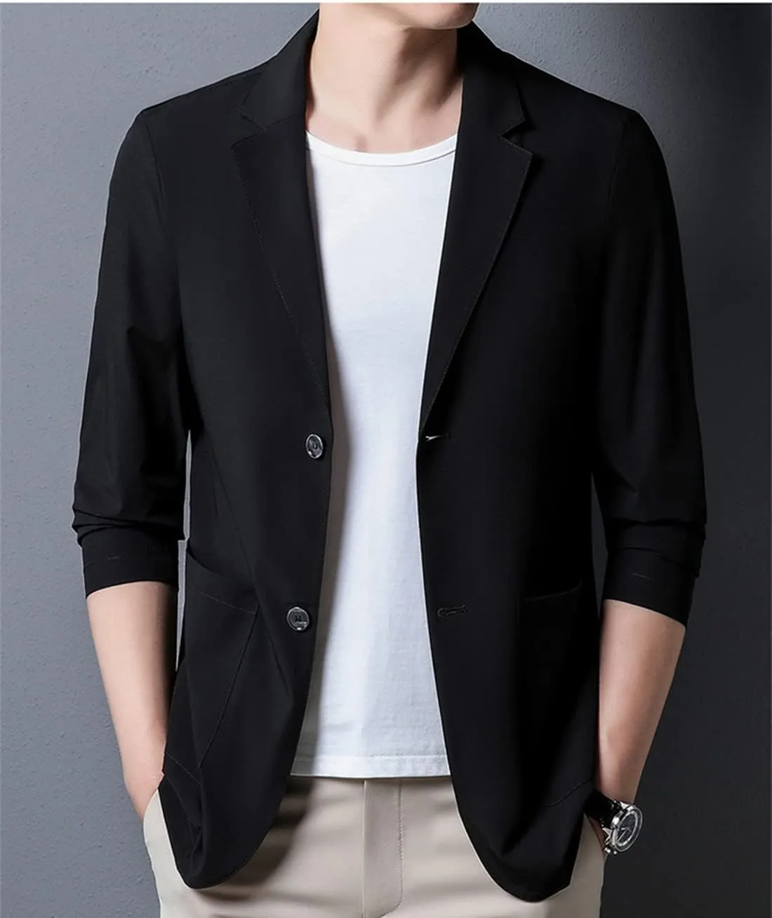Mens Blazer Ice Silk Men Suit Sport Coat Lightweight Business Casual Blazers Two Buttons Slim Fit Coat for Men