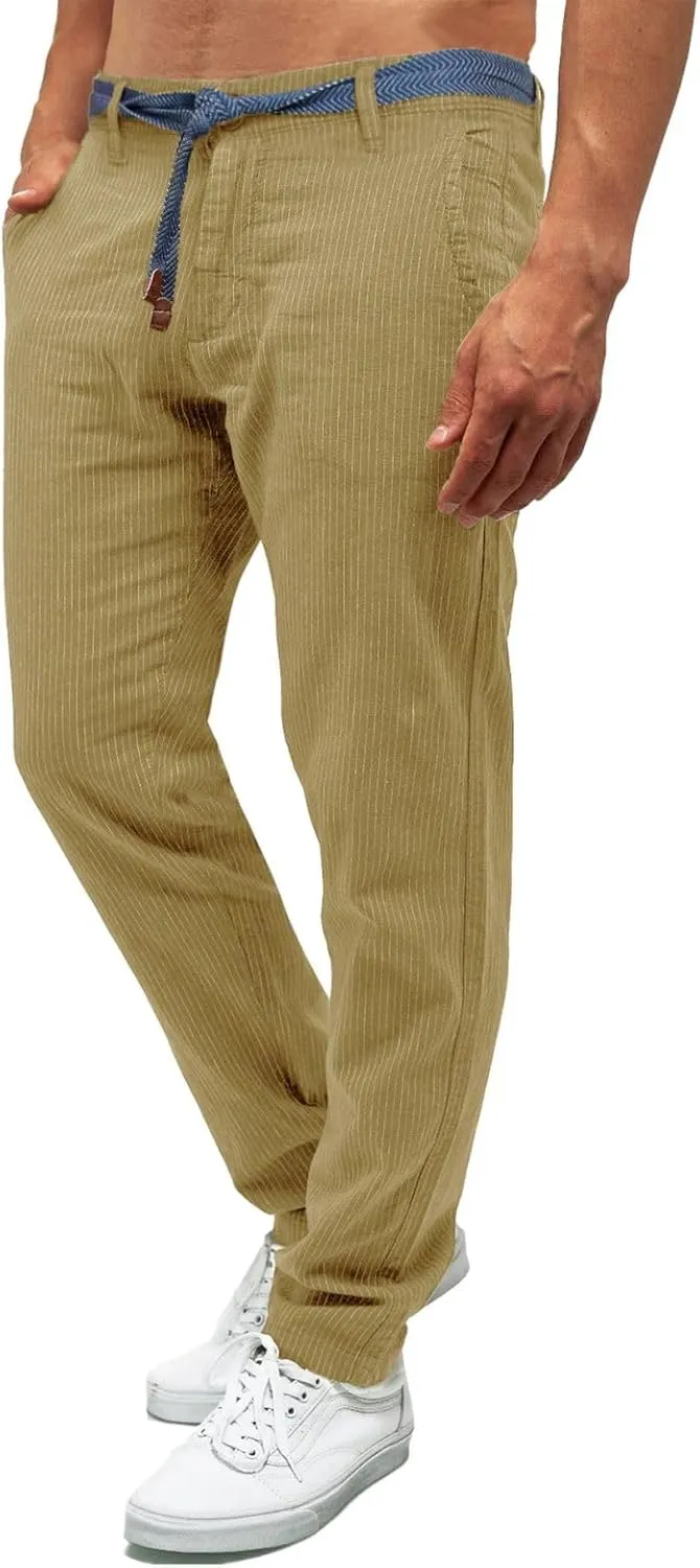 Men's Casual Corduroy Pants Comfy Pull on Elastic Waist Trousers Drawstring Cotton Pants