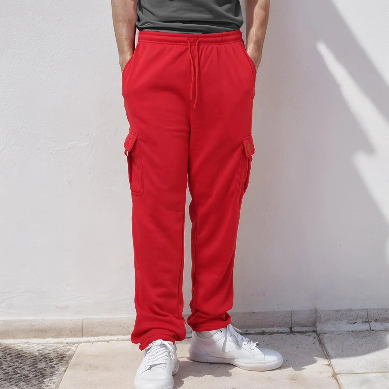 Men's Casual Drawstring Elastic Waist Flap Pocket Letter Graphic Street Jogger Cargo Pants