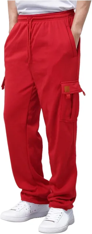 Men's Casual Drawstring Elastic Waist Flap Pocket Letter Graphic Street Jogger Cargo Pants