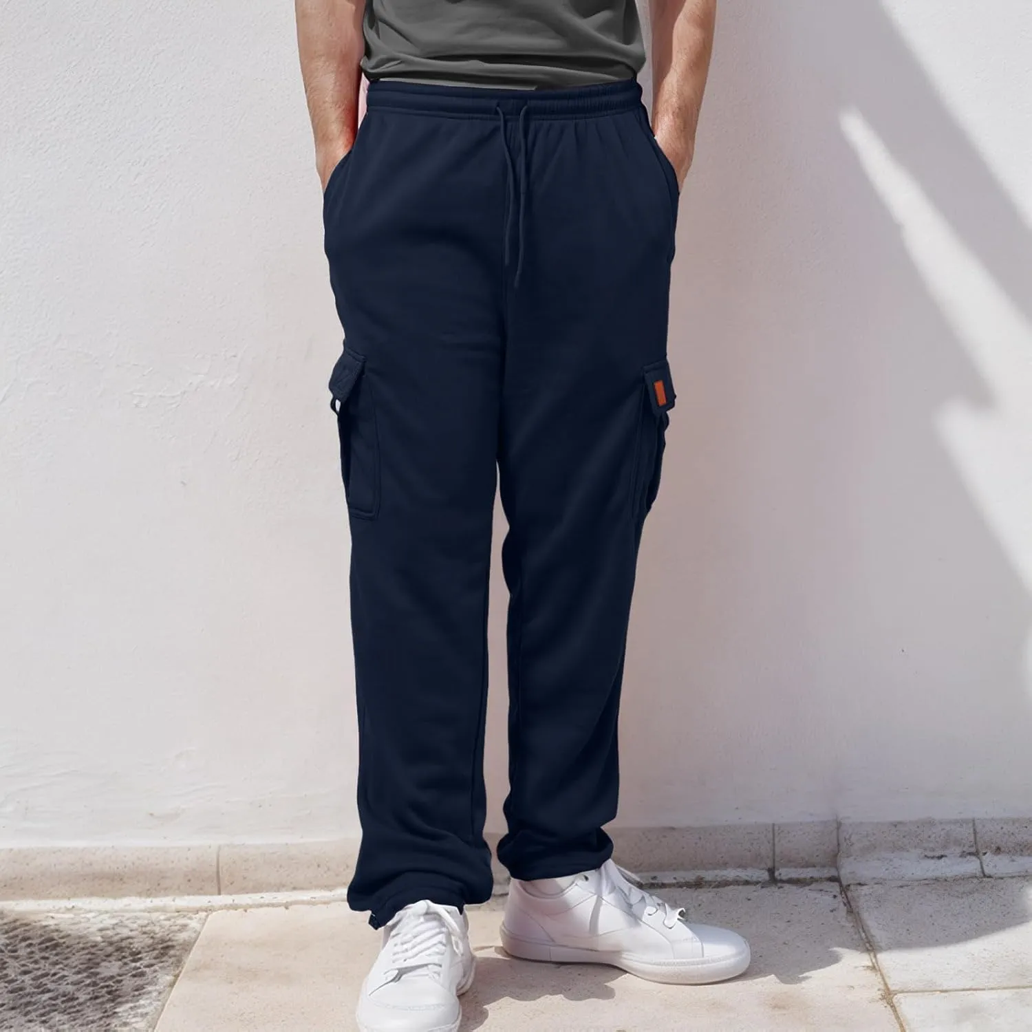 Men's Casual Drawstring Elastic Waist Flap Pocket Letter Graphic Street Jogger Cargo Pants
