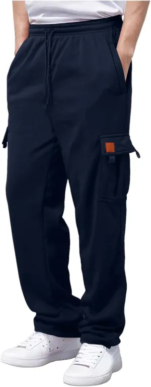 Men's Casual Drawstring Elastic Waist Flap Pocket Letter Graphic Street Jogger Cargo Pants