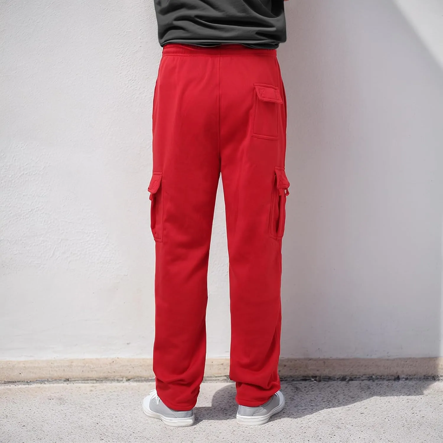 Men's Casual Drawstring Elastic Waist Flap Pocket Letter Graphic Street Jogger Cargo Pants
