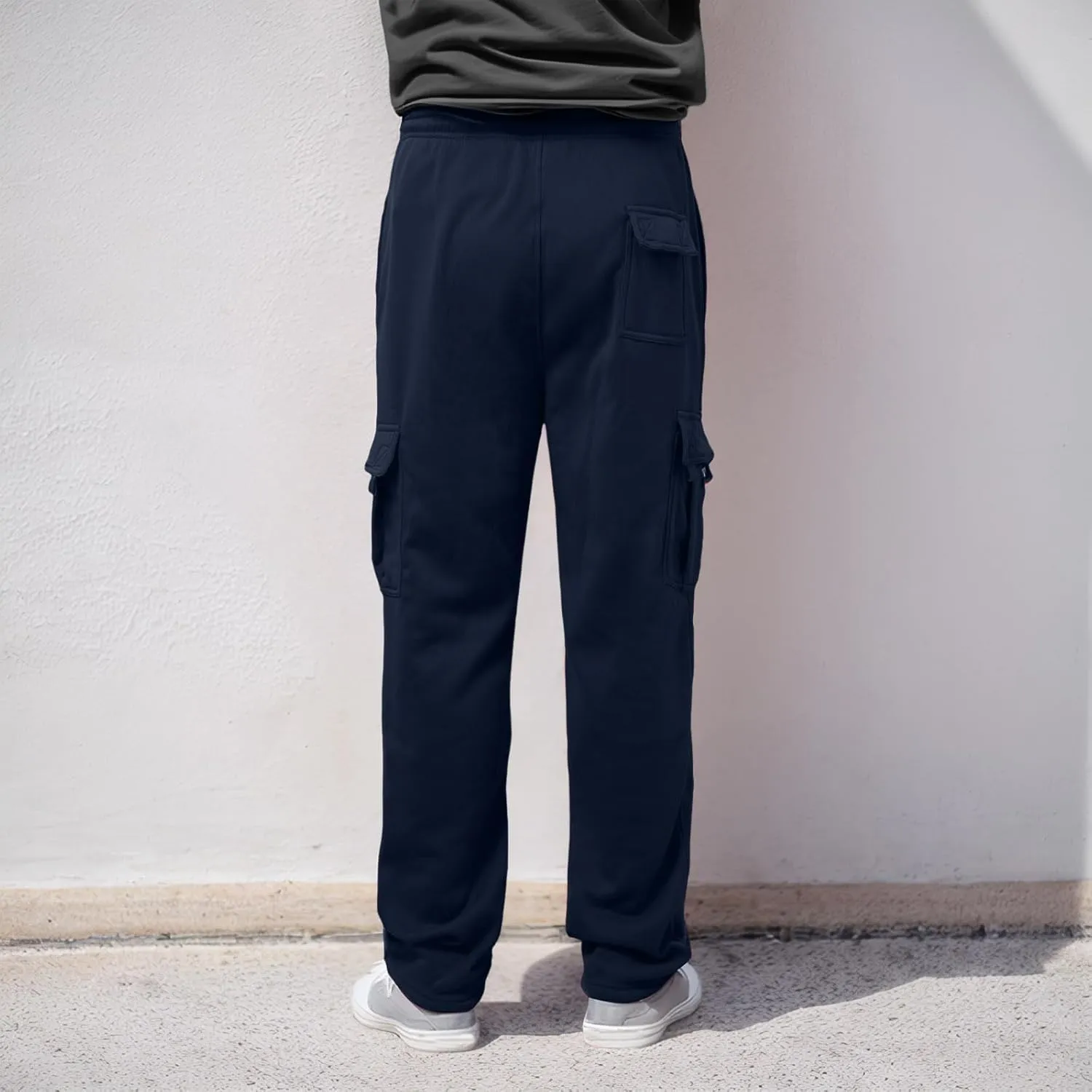 Men's Casual Drawstring Elastic Waist Flap Pocket Letter Graphic Street Jogger Cargo Pants
