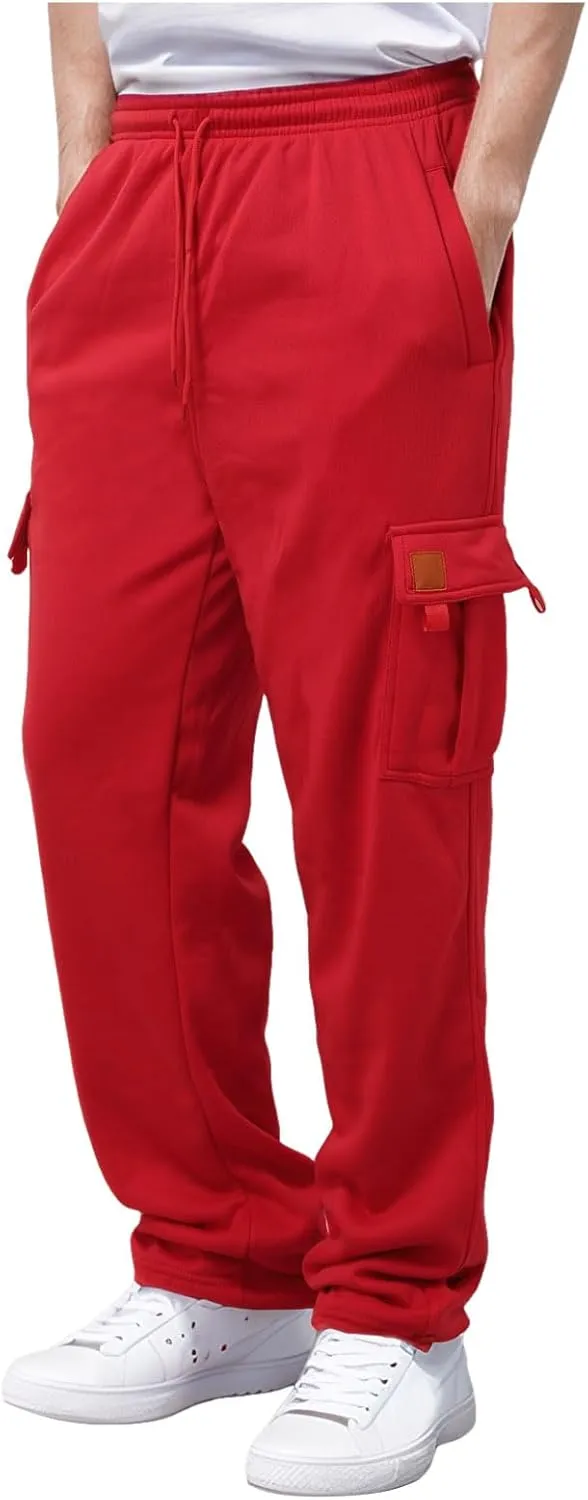 Men's Casual Drawstring Elastic Waist Flap Pocket Letter Graphic Street Jogger Cargo Pants