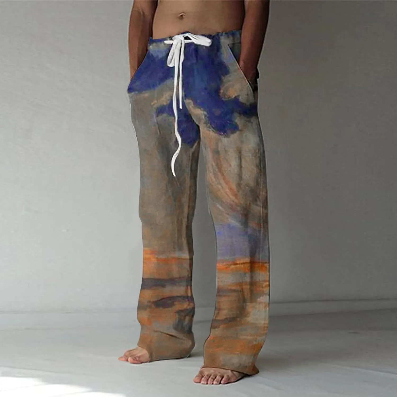 Mens Casual Pajama Shorts Elastic Waist Lounge Sleep Pants with Pockets Lightweight Loose Fit Fashion Pants