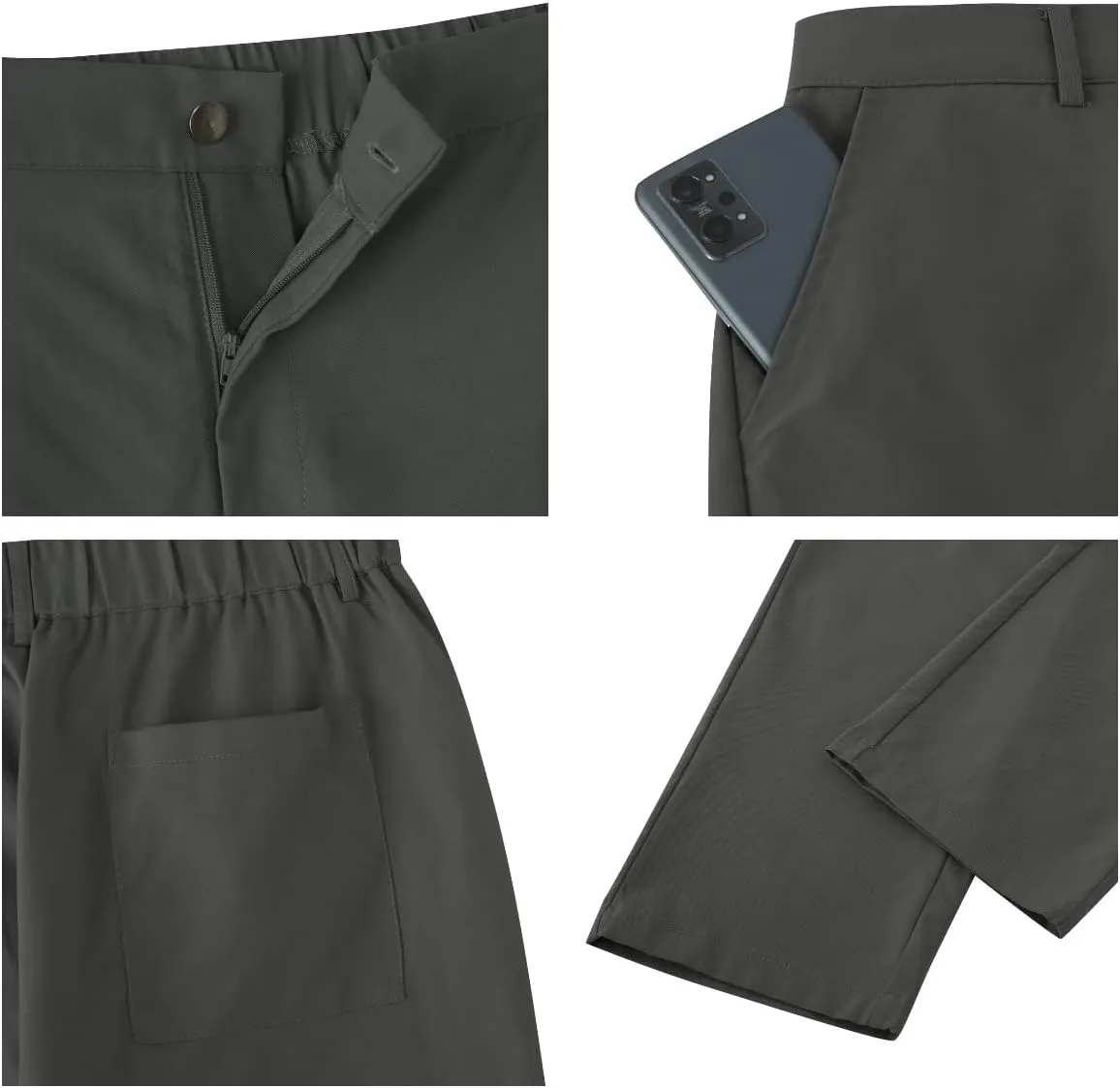 Mens Casual Pants Elastic Waist Drawstring Chinos Pants Tapered Twill Trousers with Pockets