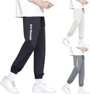 Men's Casual Sweatpants Elastic Waist Drawstring Stretch Lightweight Trousers Summer Outdoor Quick Drying Pants
