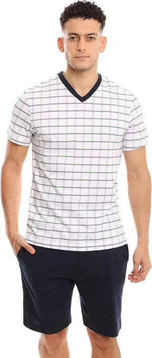 Men's Cotton Rich Loungewear 2 Pc Set | Mens Sleepwear Set | Ultra Soft, Breathable (Made in Egypt)