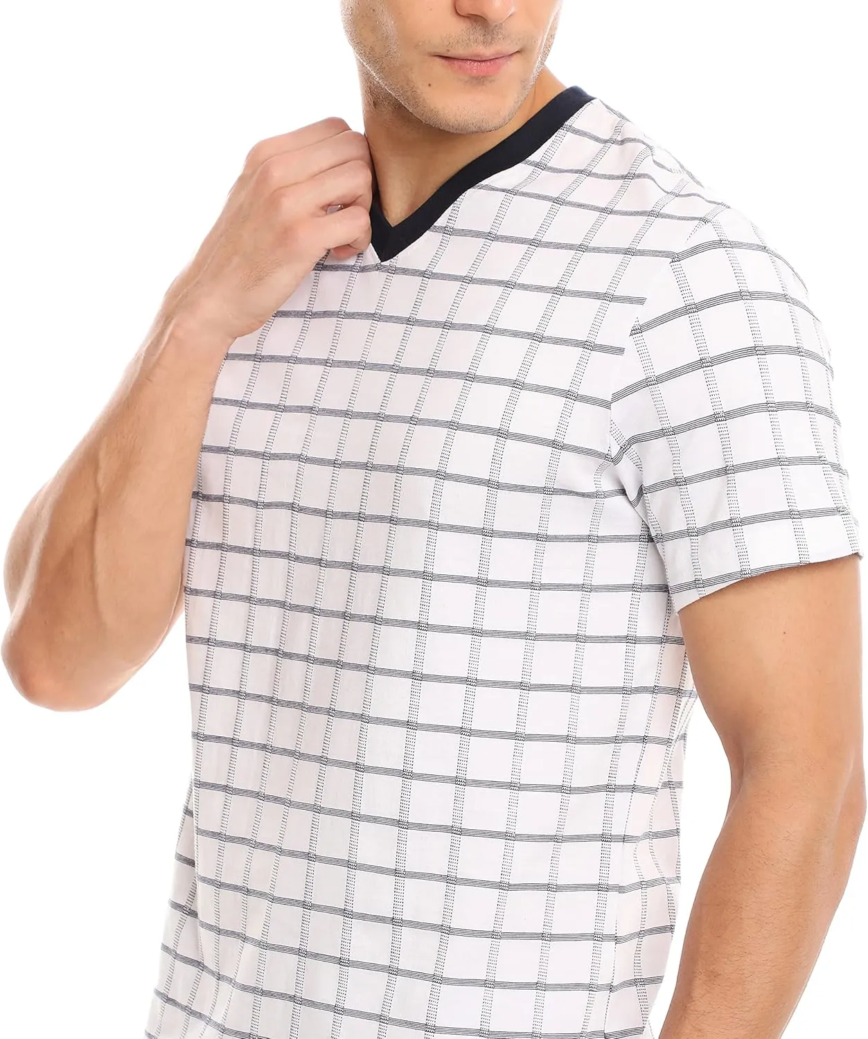 Men's Cotton Rich Loungewear 2 Pc Set | Mens Sleepwear Set | Ultra Soft, Breathable (Made in Egypt)