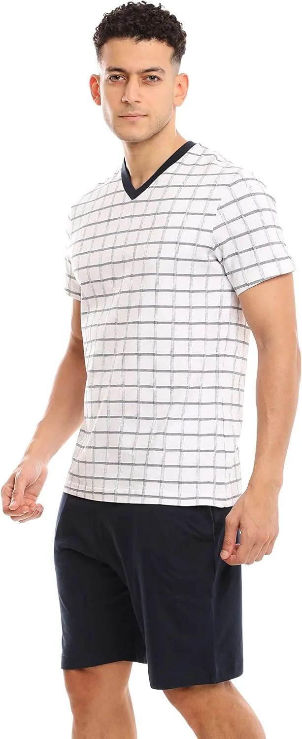Men's Cotton Rich Loungewear 2 Pc Set | Mens Sleepwear Set | Ultra Soft, Breathable (Made in Egypt)