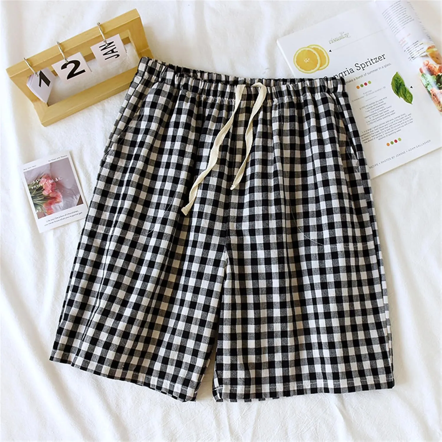Mens Cotton Shorts Fleece Sleepwear Boxers and Lounge Pajamas Bottoms Underwear With Drawstrings