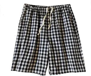 Mens Cotton Shorts Fleece Sleepwear Boxers and Lounge Pajamas Bottoms Underwear With Drawstrings