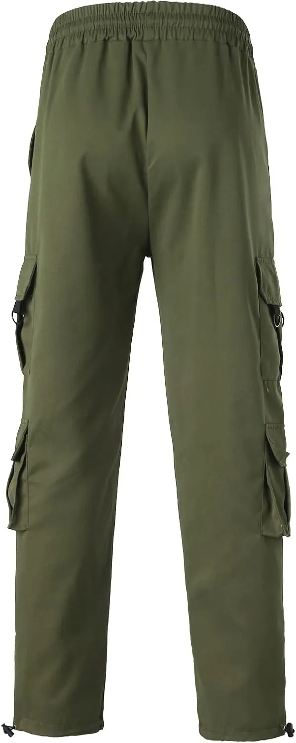 Men's Fashion Cargo Pants Lightweight Elastic Waist Drawstring Baggy Joggers Trousers Hiking Work Sweatpants