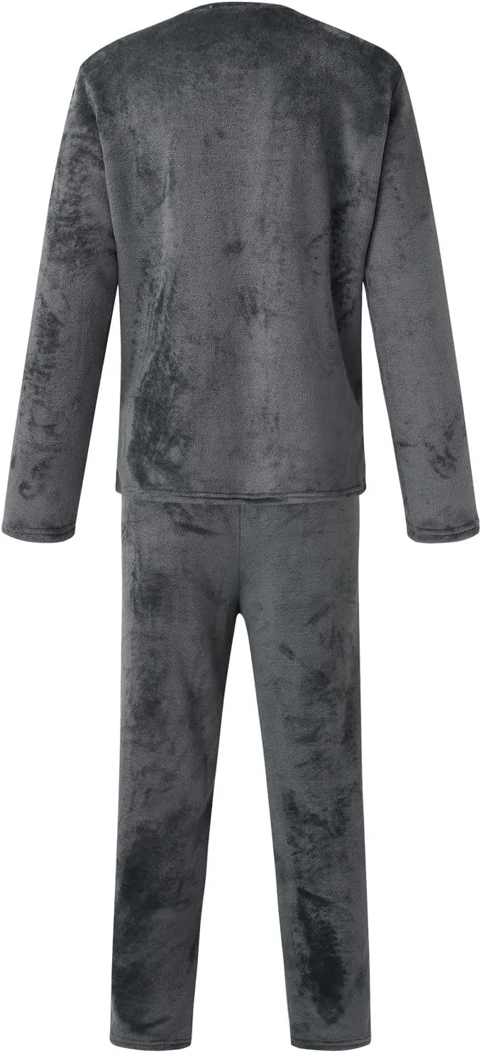 Mens Flannel Pajamas Sets 2Pc Long Sleeve Sleepwear Fleece Pajama Pants Mens Pajamas Set Winter Pajamas