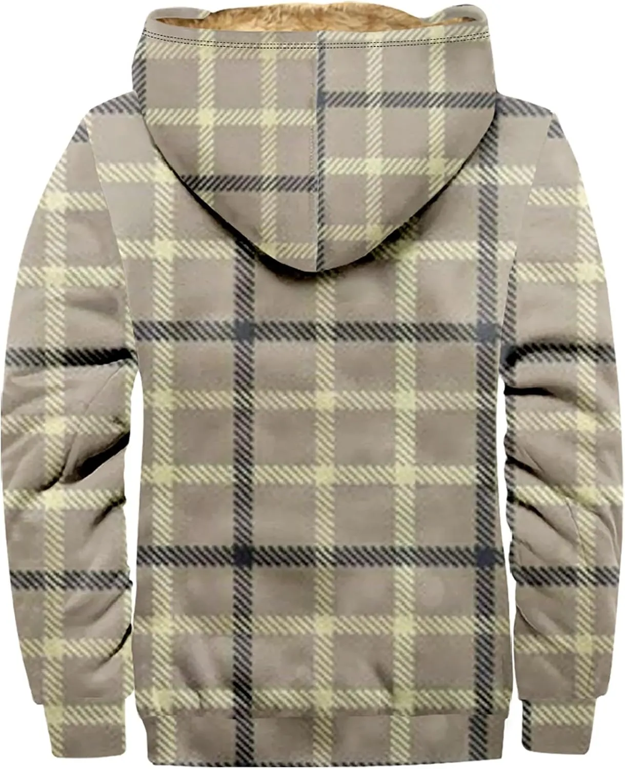 Men's Fleece Heavyweight Full Zip Men's Winter Wool Short Jacket Work Daily Outwear Casual Jacket Plaid Button Up