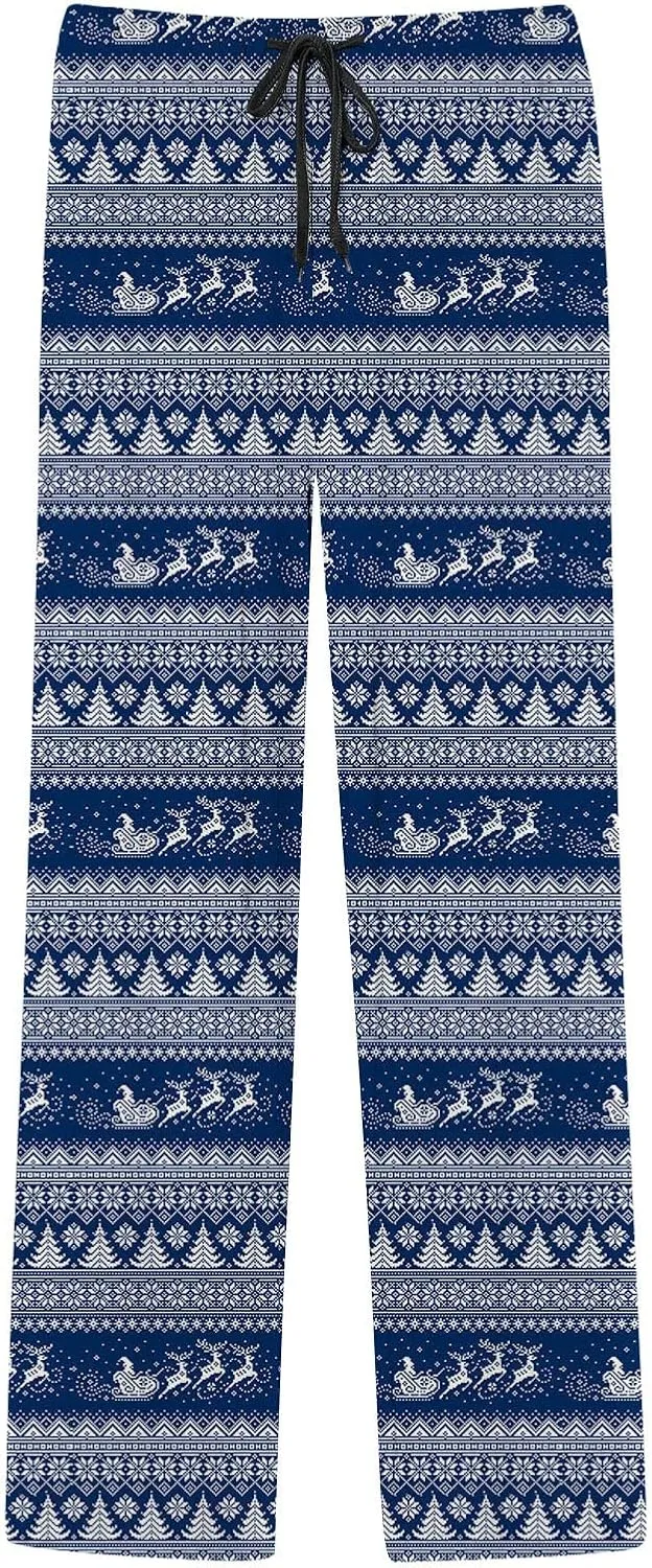 MenS Fleece Pajama Pants 3D Printed Loose and Trendy Drawstring Pants Bottoms Comfy Drawstring Sleepwear Mens