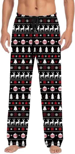 MenS Fleece Pajama Pants 3D Printed Loose and Trendy Drawstring Pants Bottoms Comfy Drawstring Sleepwear Mens