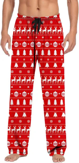 MenS Fleece Pajama Pants 3D Printed Loose and Trendy Drawstring Pants Bottoms Comfy Drawstring Sleepwear Mens