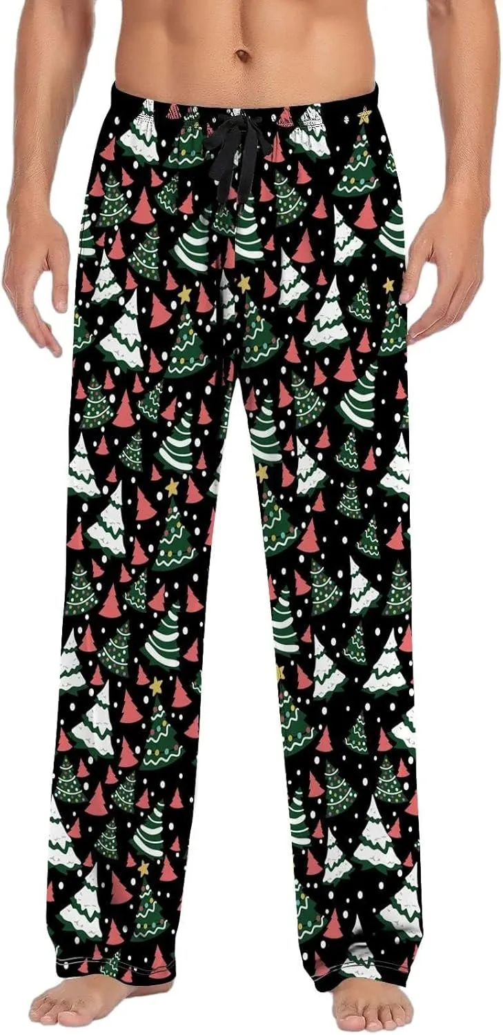 MenS Fleece Pajama Pants 3D Printed Loose and Trendy Drawstring Pants Bottoms Comfy Drawstring Sleepwear Mens