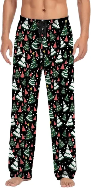 MenS Fleece Pajama Pants 3D Printed Loose and Trendy Drawstring Pants Bottoms Comfy Drawstring Sleepwear Mens