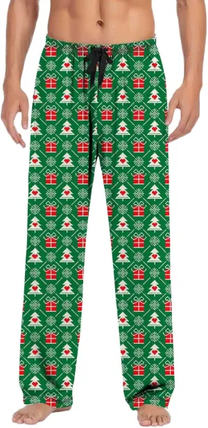 MenS Fleece Pajama Pants 3D Printed Loose and Trendy Drawstring Pants Bottoms Comfy Drawstring Sleepwear Mens