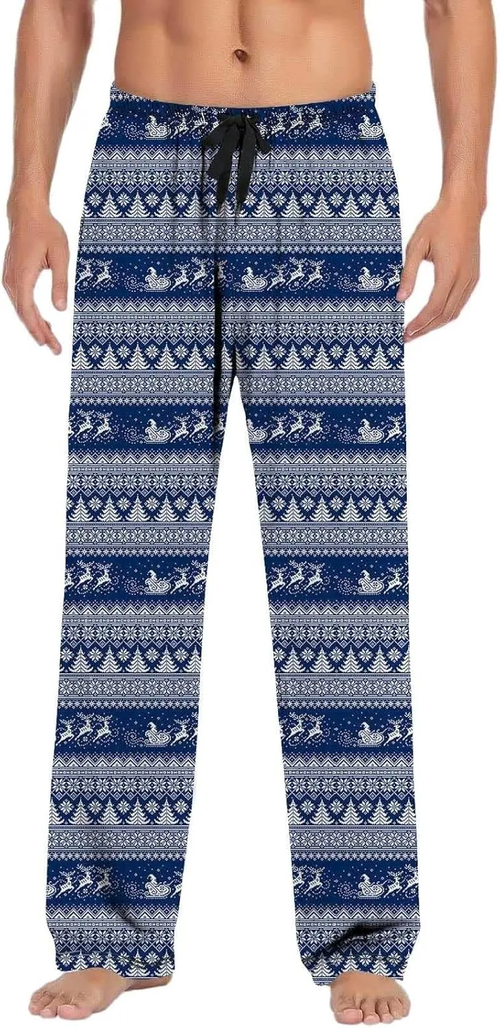 MenS Fleece Pajama Pants 3D Printed Loose and Trendy Drawstring Pants Bottoms Comfy Drawstring Sleepwear Mens