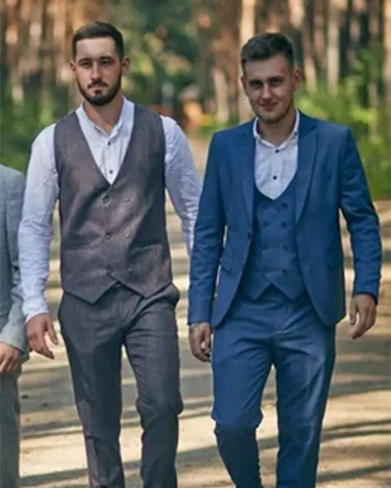 Men's Green Classic Fit 3-Piece Suit Set: Double Breasted Tuxedo for Wedding, Prom, Business
