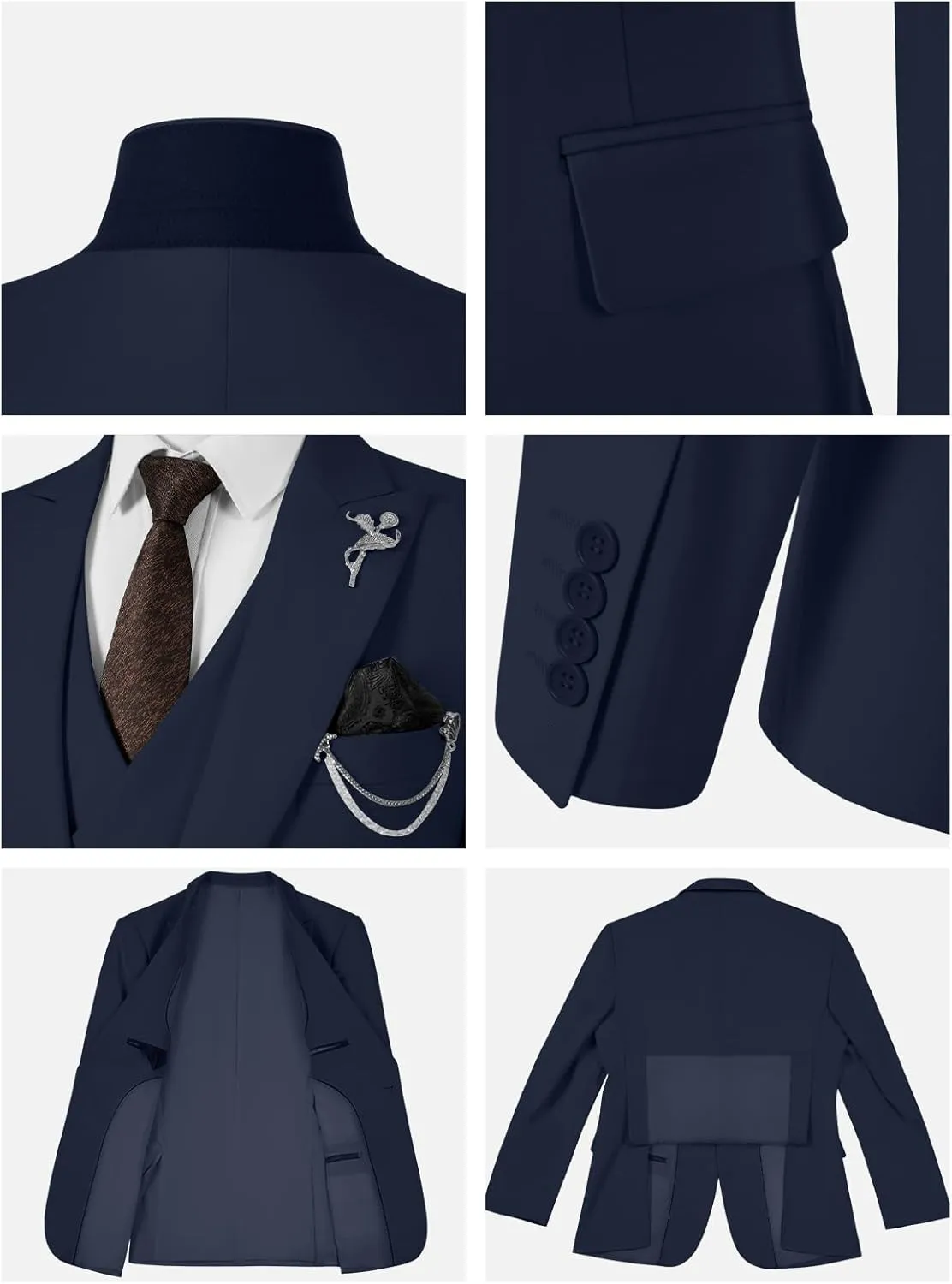 Men's Green Classic Fit 3-Piece Suit Set: Double Breasted Tuxedo for Wedding, Prom, Business
