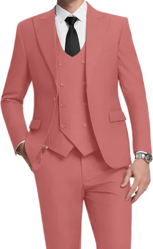 Men's Green Classic Fit 3-Piece Suit Set: Double Breasted Tuxedo for Wedding, Prom, Business