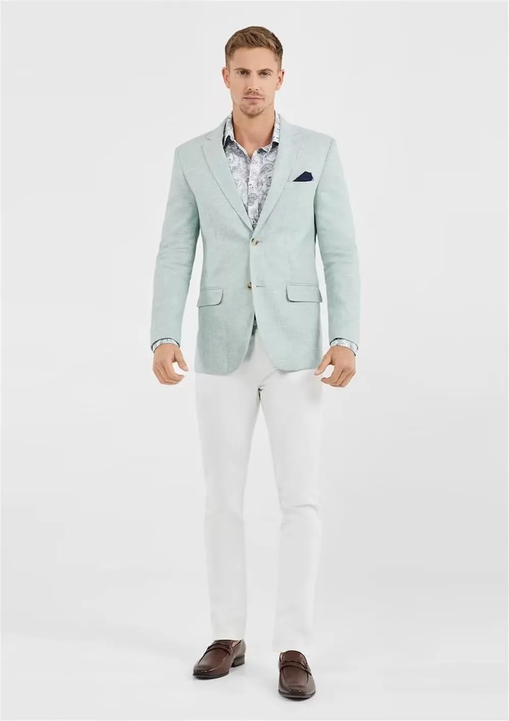 Mens Linen Blazer Lightweight 2 Button Casual Jacket for Men Summer Sport Coats & Blazers