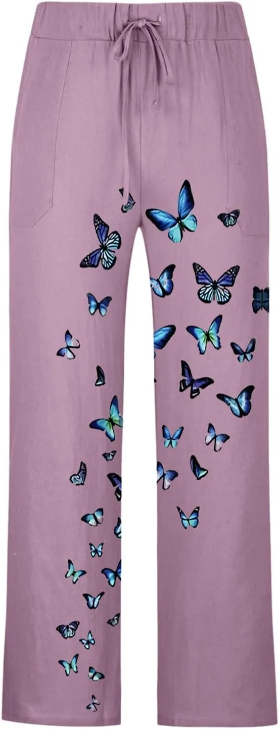 Mens Linen Drawstring Pants Elastic Waist Lightweight Trouser Casual Yoga Summer Beach Pant