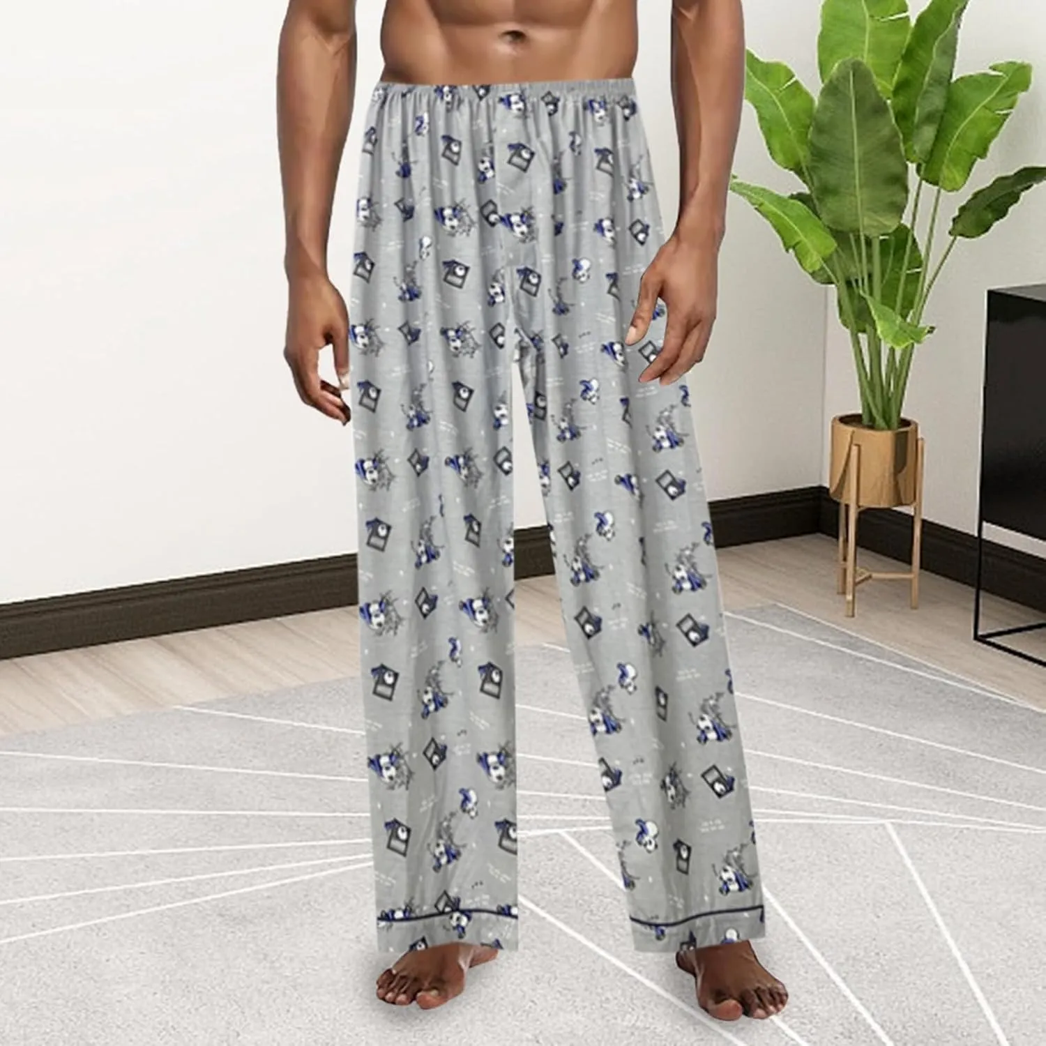 Mens Pajama Pants Plaid Sleep & Lounge Pants Funny Holiday Elastic Waist Soft Sleep Lounge Pjs Bottoms